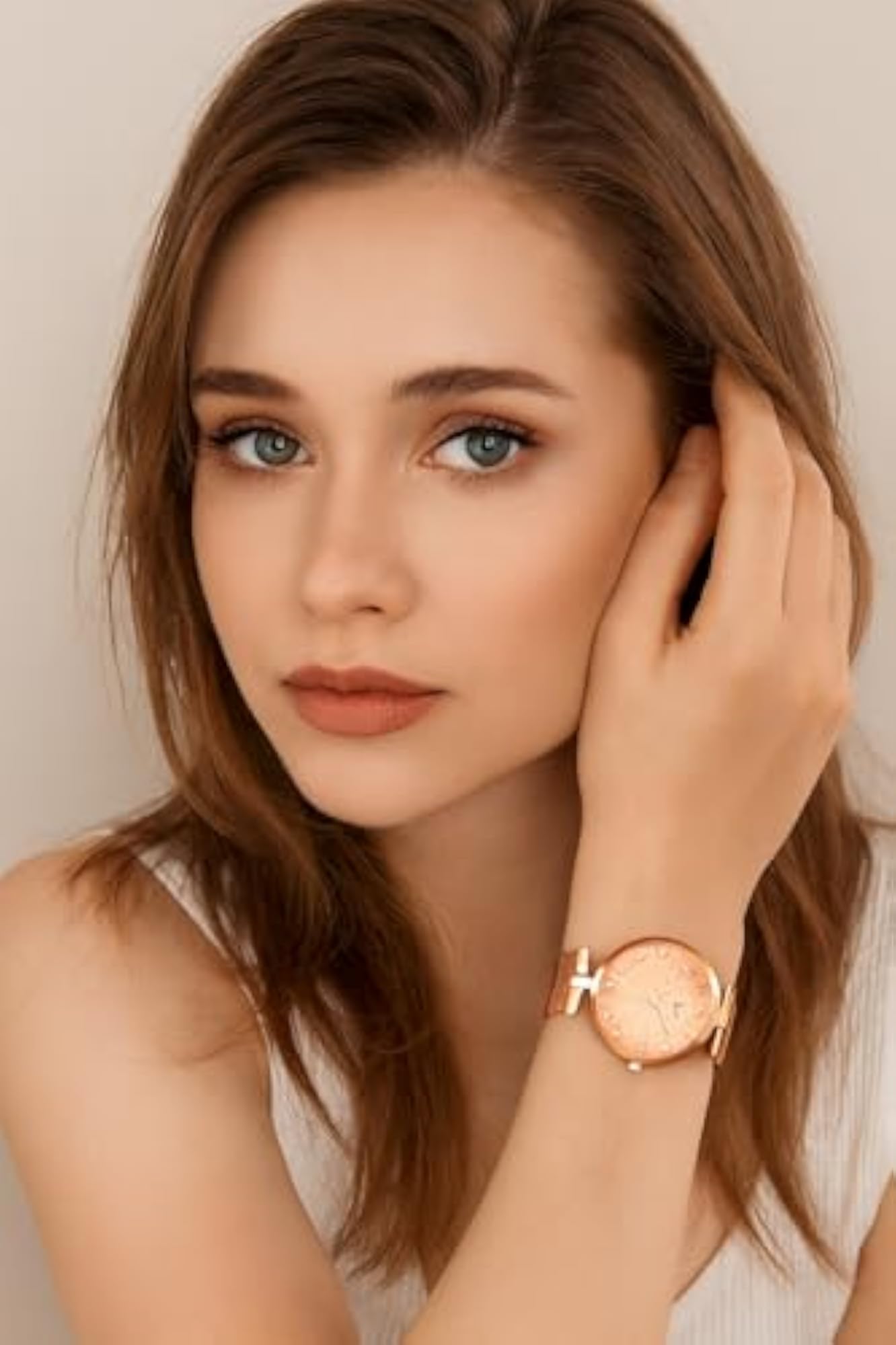 Rose Gold Fashion Watch for Women with Adjustable Mesh Strap